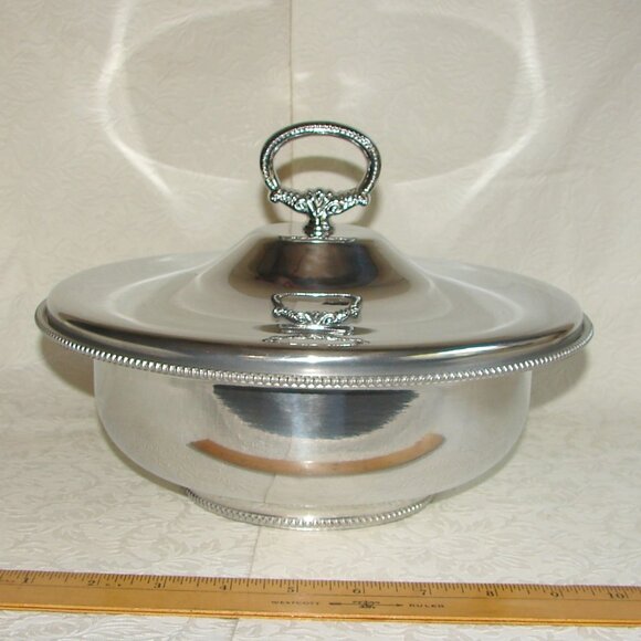 Vintage Mid Century Buenilum Aluminum 10" Covered Serving Dish, USA Made, MCM - Picture 1 of 10